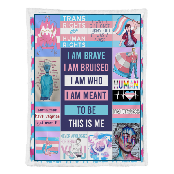 Trans Blanket, Transgender Pride Blanket, Trans Gifts, Gift For Transgender, Lgbtq Quilt Blanket