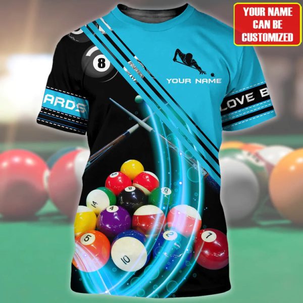 Personalized Billiard Shirt, 3D All Over Printed Colorful Tshirt For Billiard Player, Billiard Team Uniform