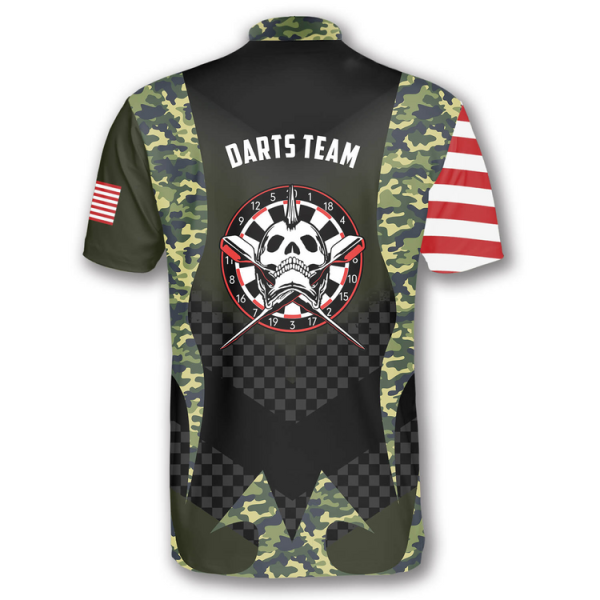 Skull Punk Camouflage American Flag Custom Darts Jerseys for Men, Idea Gift for Dart Lover