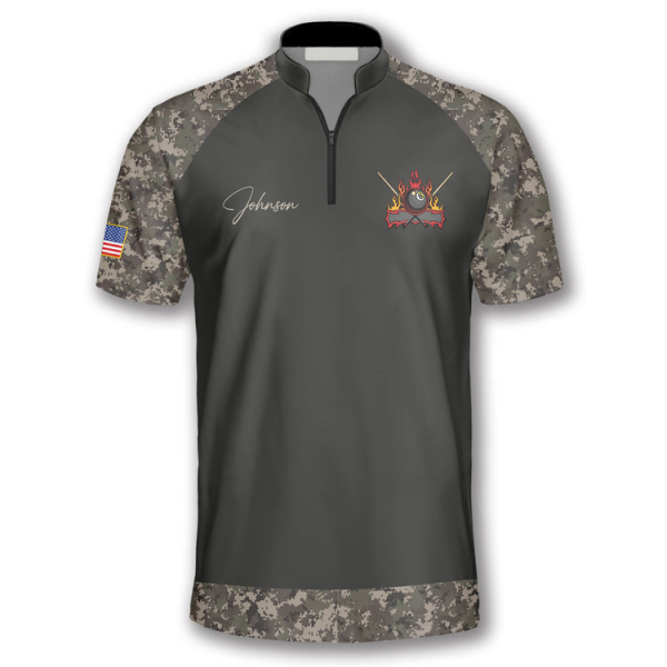 Retro Camouflage Flag Custom Billiard Jerseys for Men, Uniform for Team Billiard, Flag Shirt